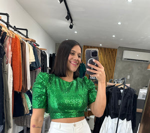 Green Sequin Top