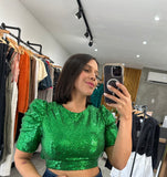 Green Sequin Top