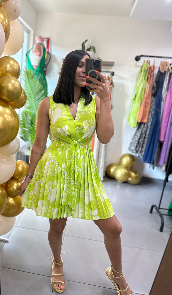 Lime Pleated Dress