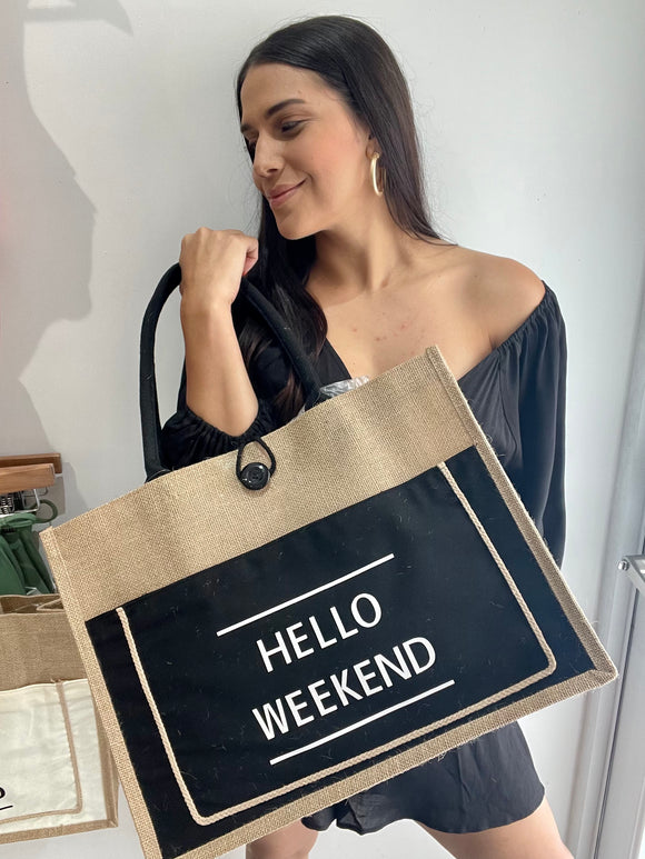 Hello Weekend Black Bag