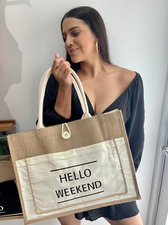 Hello Weekend Cream Bag